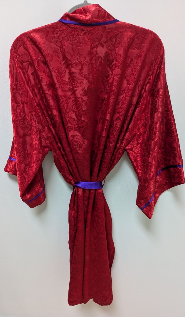 Victoria's Secret Red Vintage Rose Patterned Satin Robe