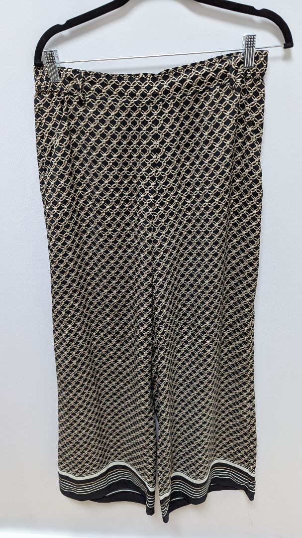 H&M Black/Gold Printed Wide-Leg Lightweight Pants