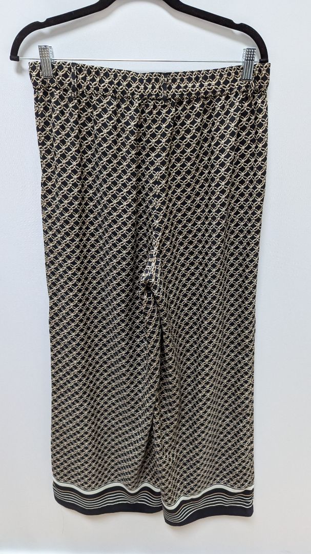 H&M Black/Gold Printed Wide-Leg Lightweight Pants