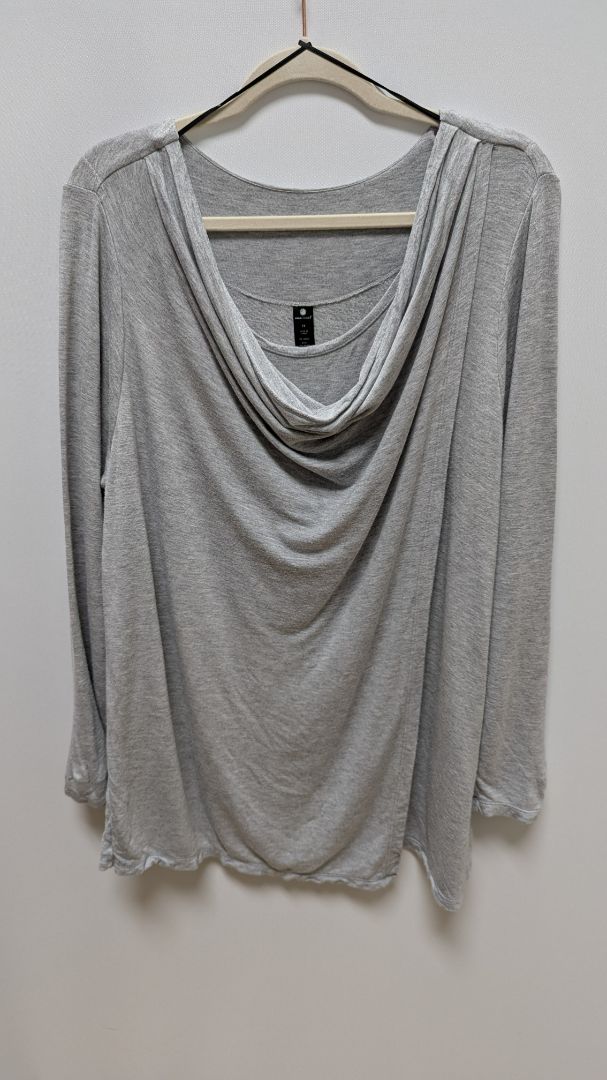 Yogalicious Grey Faux-Wrap Long-Sleeve Sweater