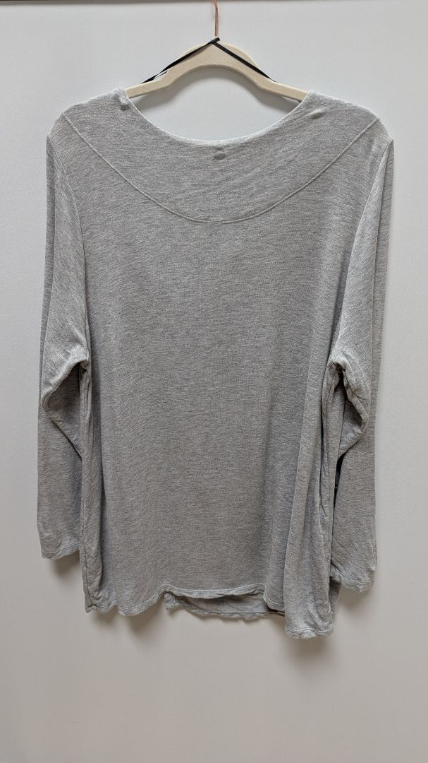 Yogalicious Grey Faux-Wrap Long-Sleeve Sweater