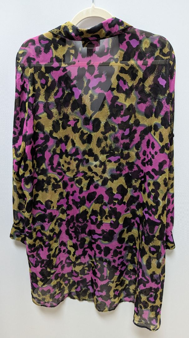 Kate & Mallory Purple Leopard Print Button-Down Blouse