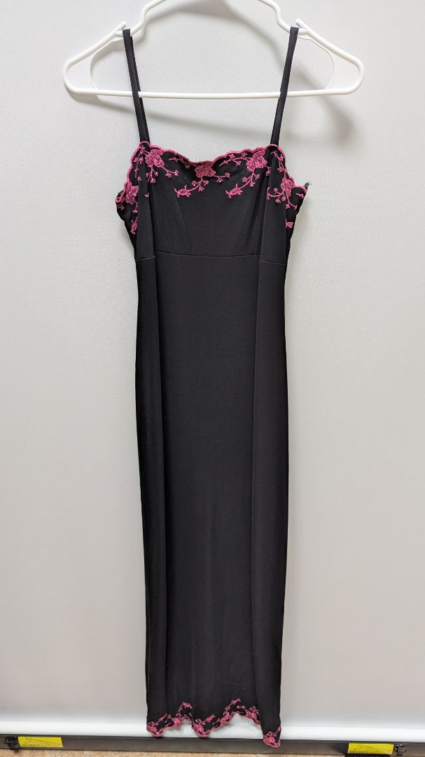 City Triangles Black/Pink Sequin Embellished Trim Dress