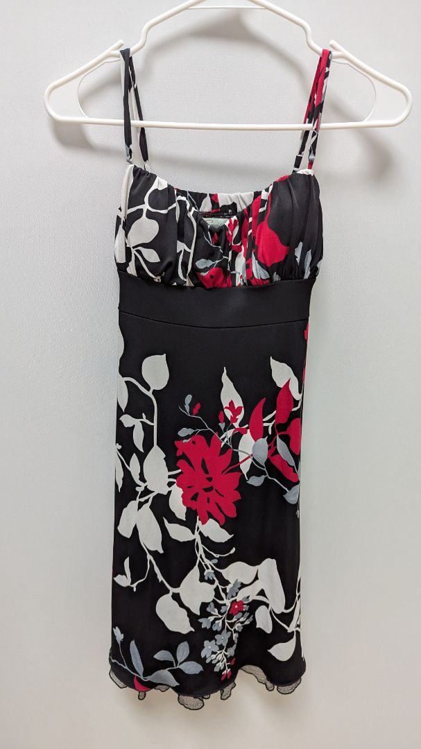 Speckless Black/White/Red Floral Cocktail Dress