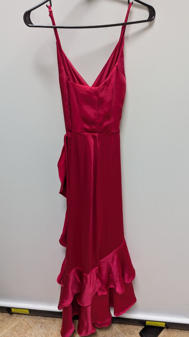 Nine West Pink Strawberry Pop Ruffled Maxi Dress