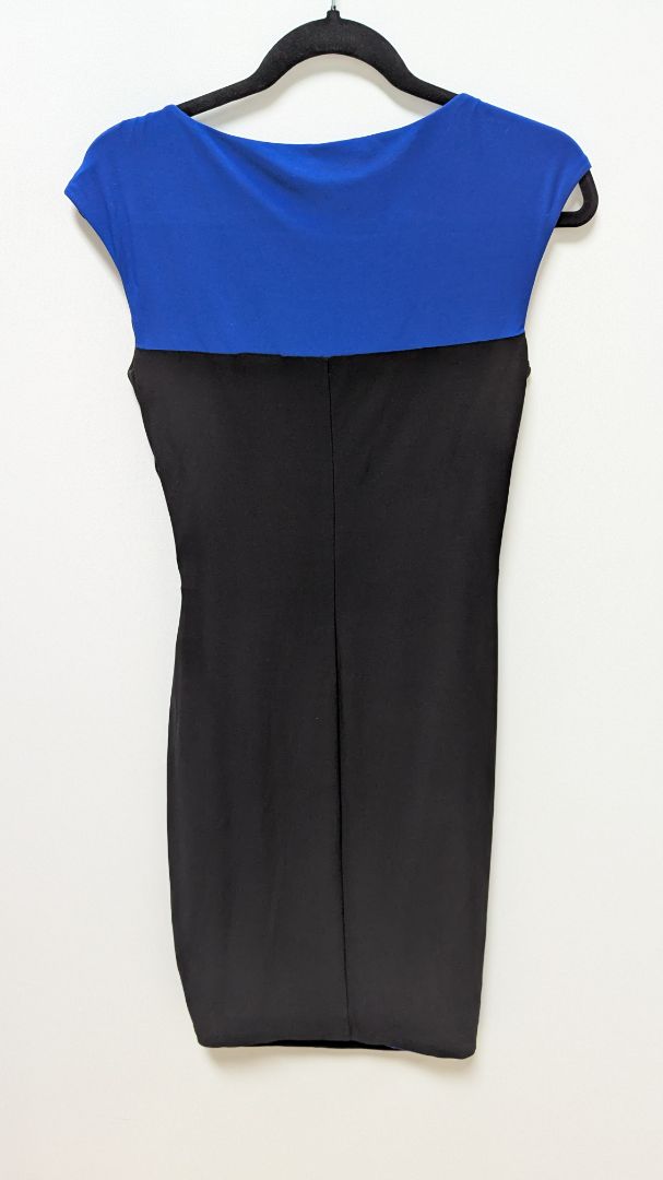 CHAPS Blue/Black Ruched Midi Dress