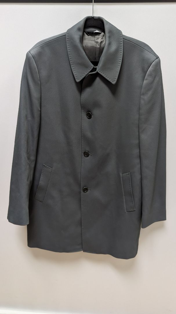 Tom James Men's Dark Grey Wool Trench Coat