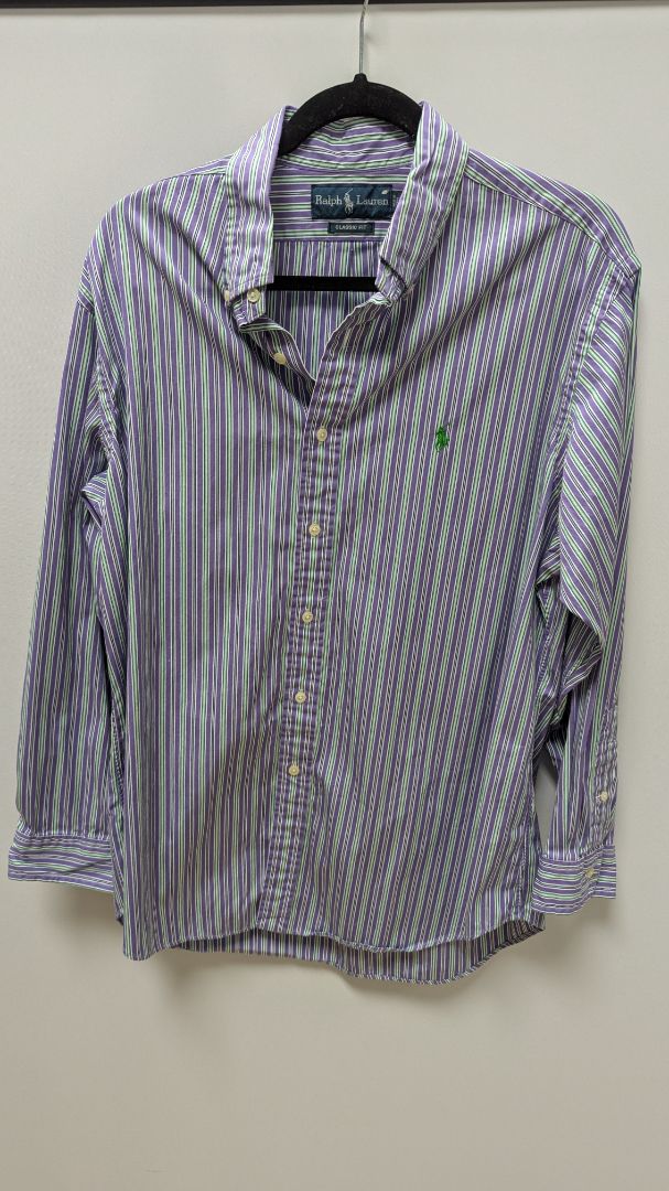 Ralph Lauren Purple Striped "Classic Fit" Button-Down Shirt