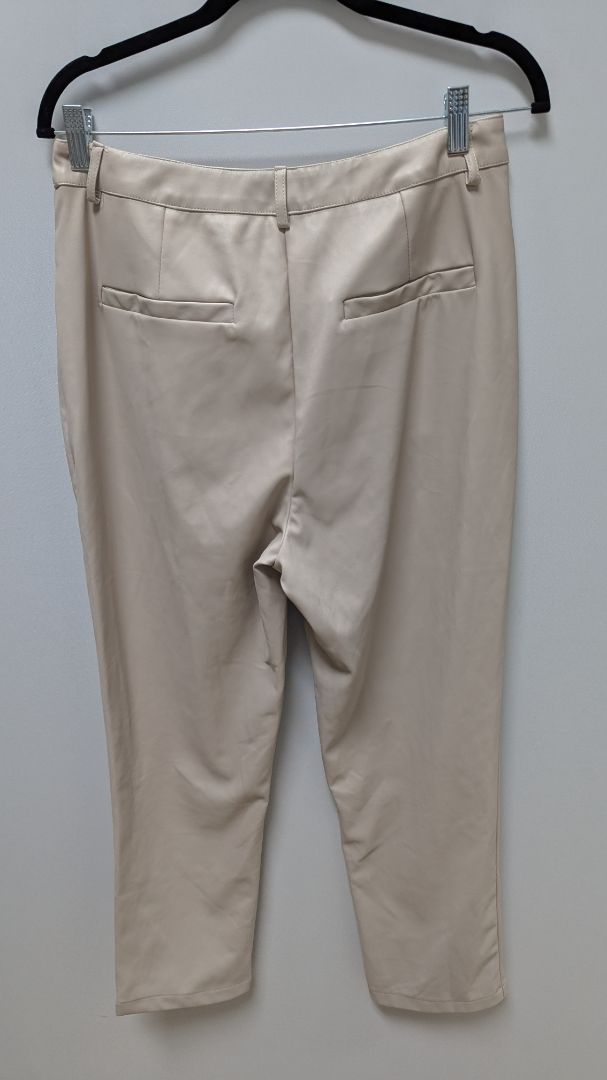 Pretty Little Thing Light Beige Faux-Leather Straight Pants