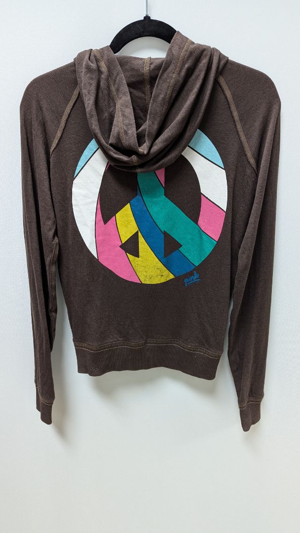 PINK Victoria's Secret Brown Peace Graphic Zippered Jacket
