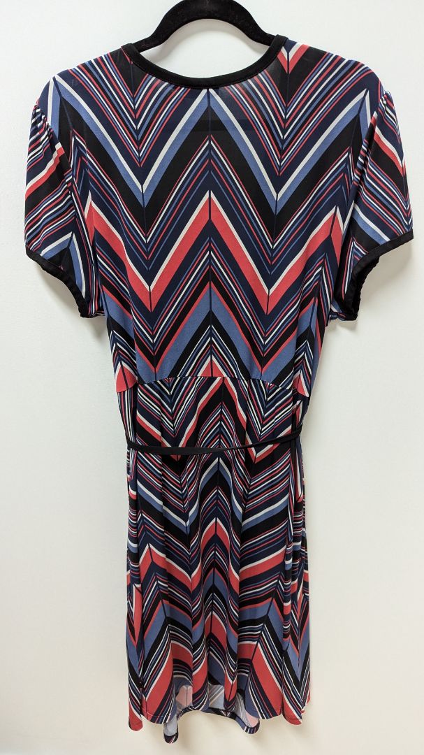 APT. 9 Black/Blue/Red Striped Wrap Midi Dress