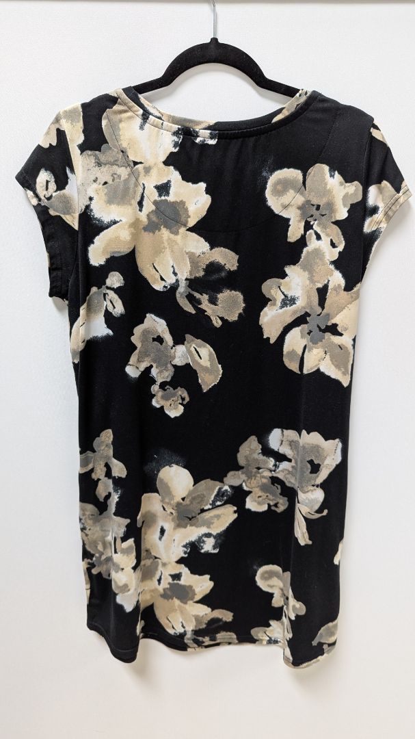 Nicole Miller NY Black/Beige Floral Casual Swing Dress