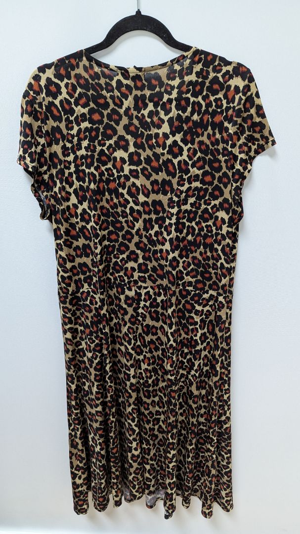 Alfani Woman Brown Animal Print Faux-Wrap Dress