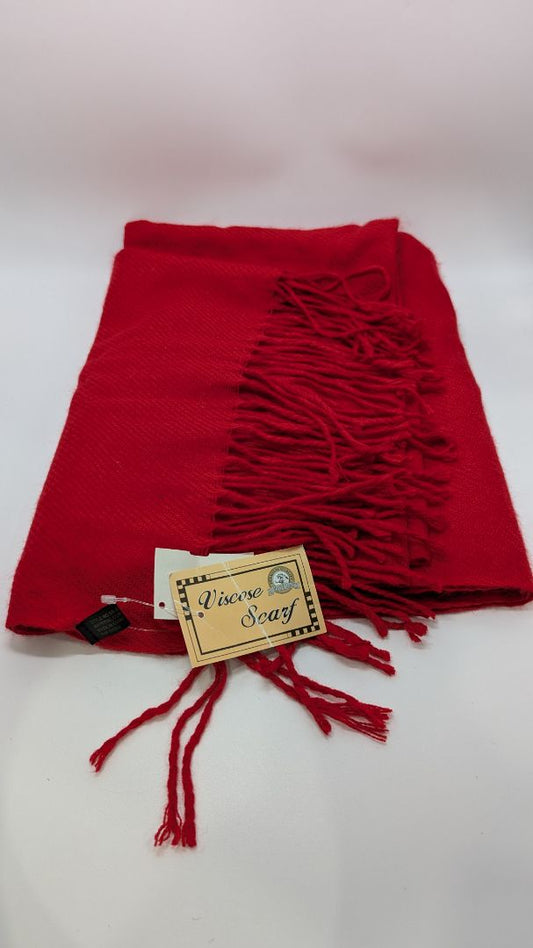 White Lamb Red Acrylic Tassel Wrap Scarf