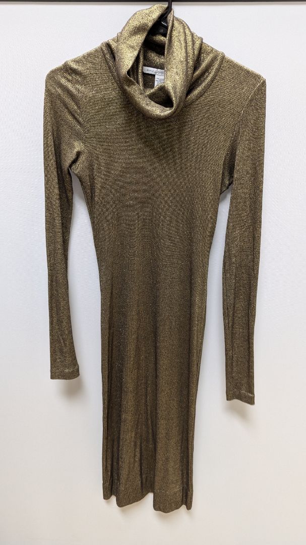 Diane Von Furstenberg Gold/Black Metallic Turtleneck Dress Recycled Threads Diane Von Furstenberg Gold/Black Metallic Turtleneck Dress Recycled Threads