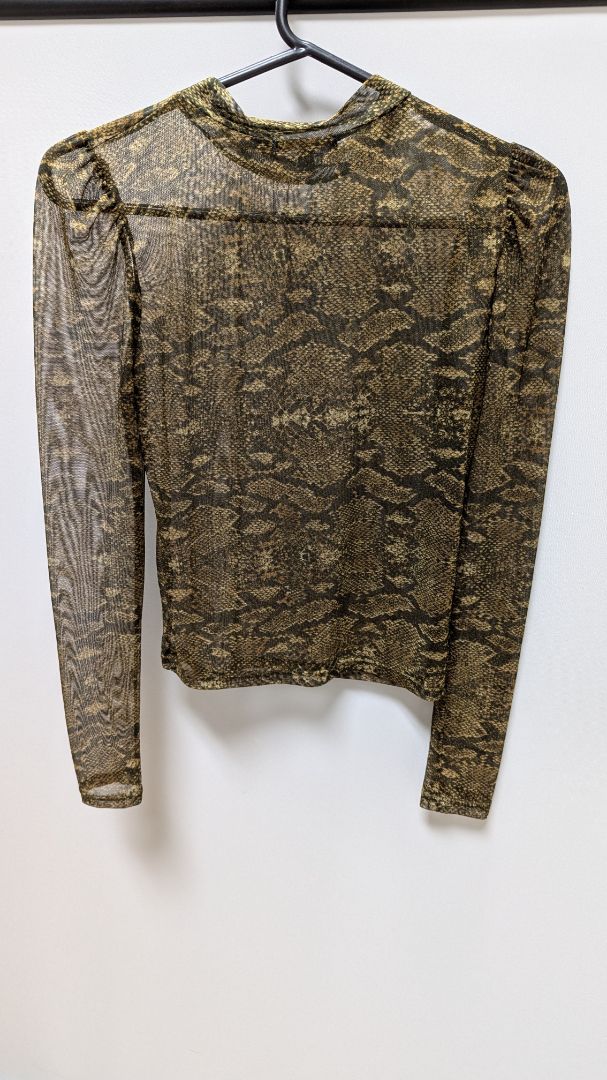 electrica Brown Snakeprint Mesh Cropped Blouse