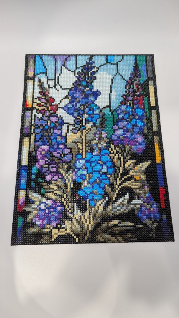 10x14" Handmade Stained-Glass Lavender Rhinestone Painting