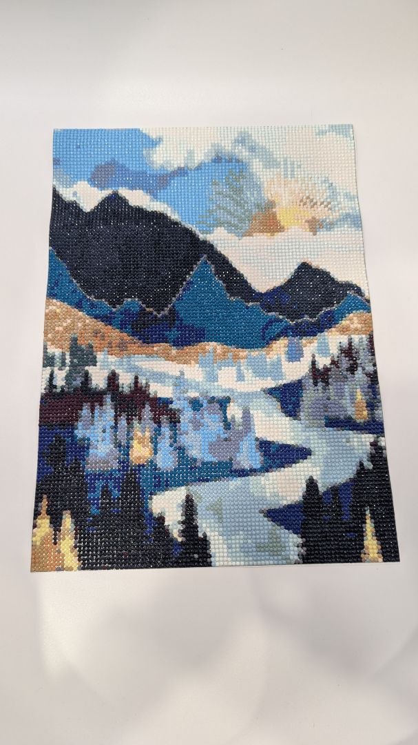 10x14" Handmade Blue Landscape Rhinestone Painting