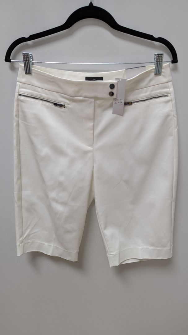 Ann Taylor White Comfort Stretch 12" Bermuda Shorts