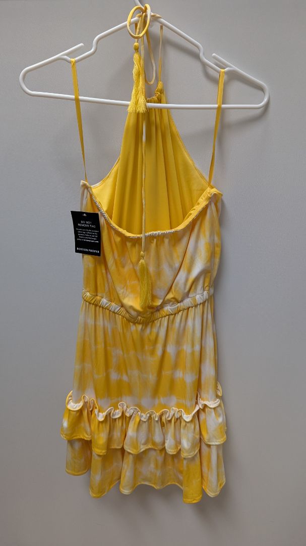 Boston Proper Golden Dye Cinch Waist Ruffle Dress