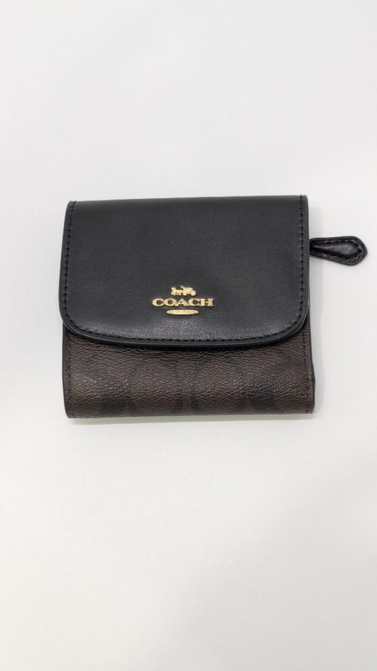 Coach Black/Brown Trifold CE930 Imaa8 Wallet
