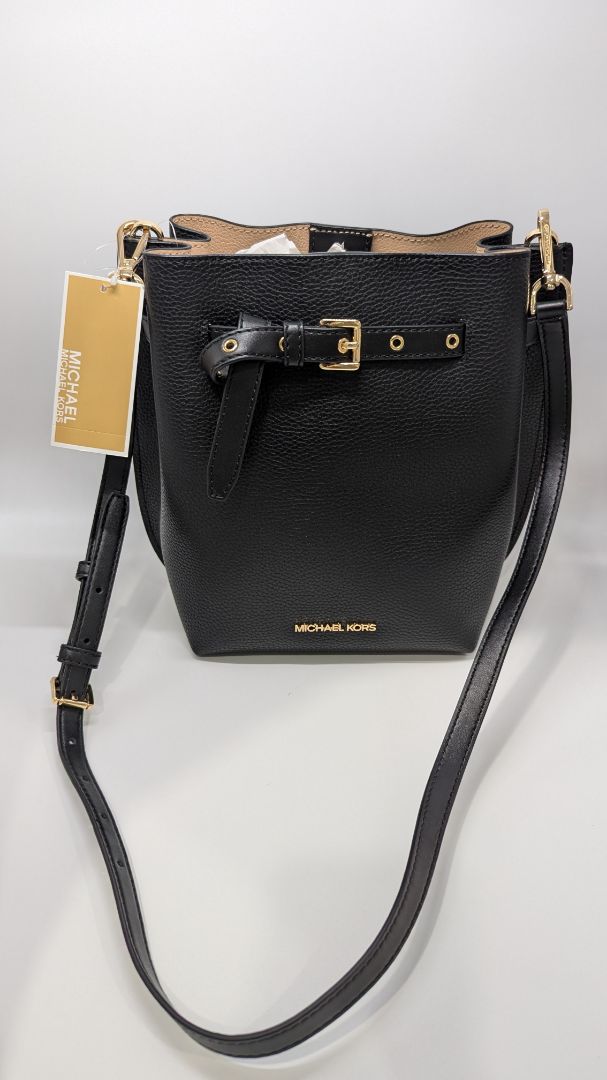 Michael Kors Black Leather SM Bucket Bag MSGR Purse