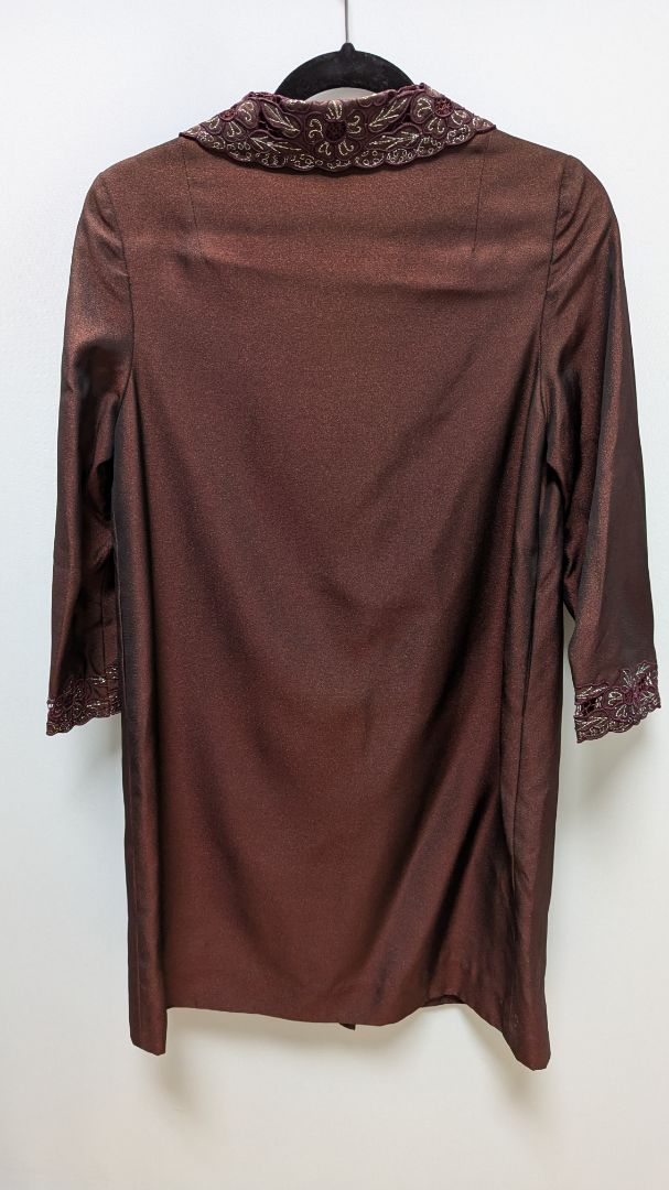 Mei Yuk Co. Maroon Vintage Embellished Trench Coat