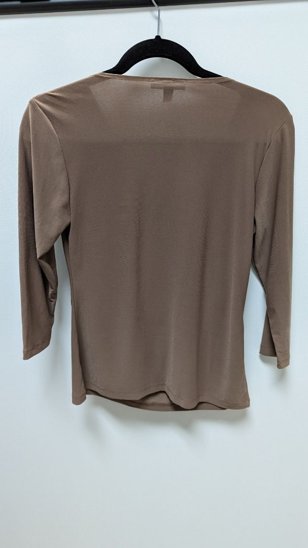 dressbarn Brown Cowl-Neck 3/4-Sleeve Blouse