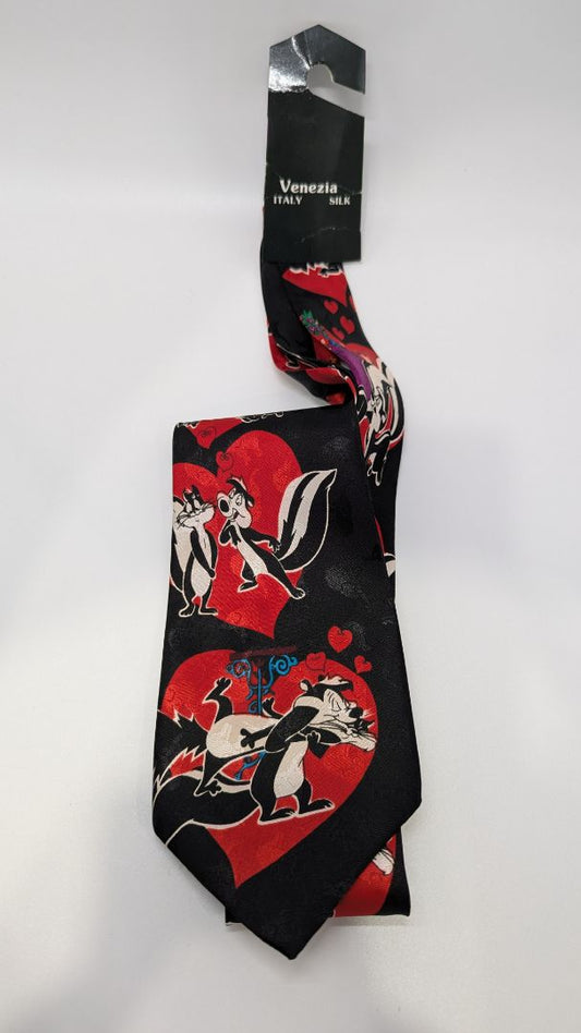 AMALS Black/Red Cartoon Character Handmade Silk Necktie
