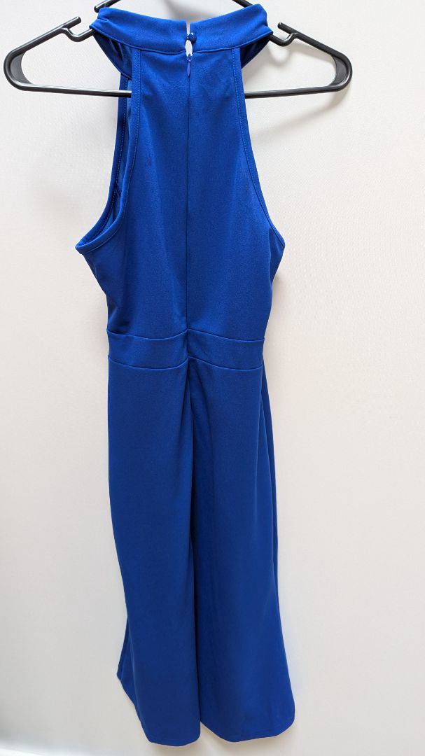 Merokeety Dark Blue Sleeveless Ruffled Midi Dress