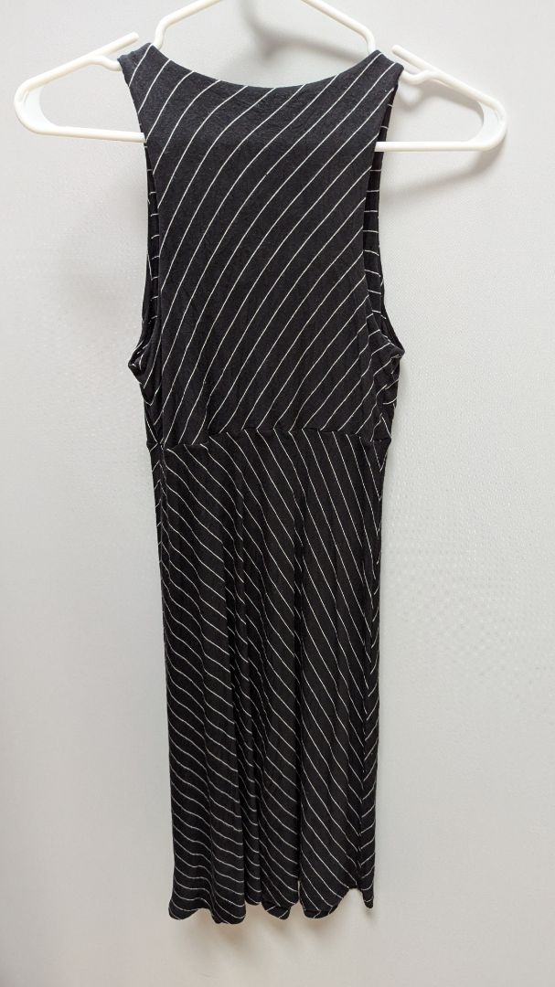 Athleta Black/White Striped Knit Midi Dress