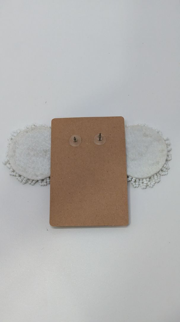 White Circular Beaded Earrings