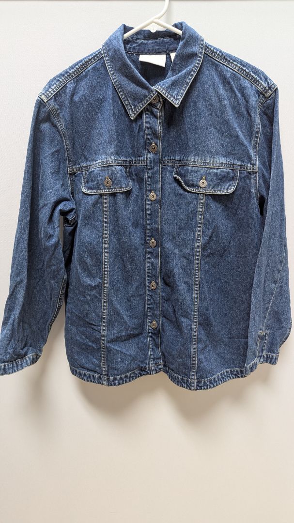 Elisabeth by Liz Claiborne Dark Wash Denim Button-Down Shirt