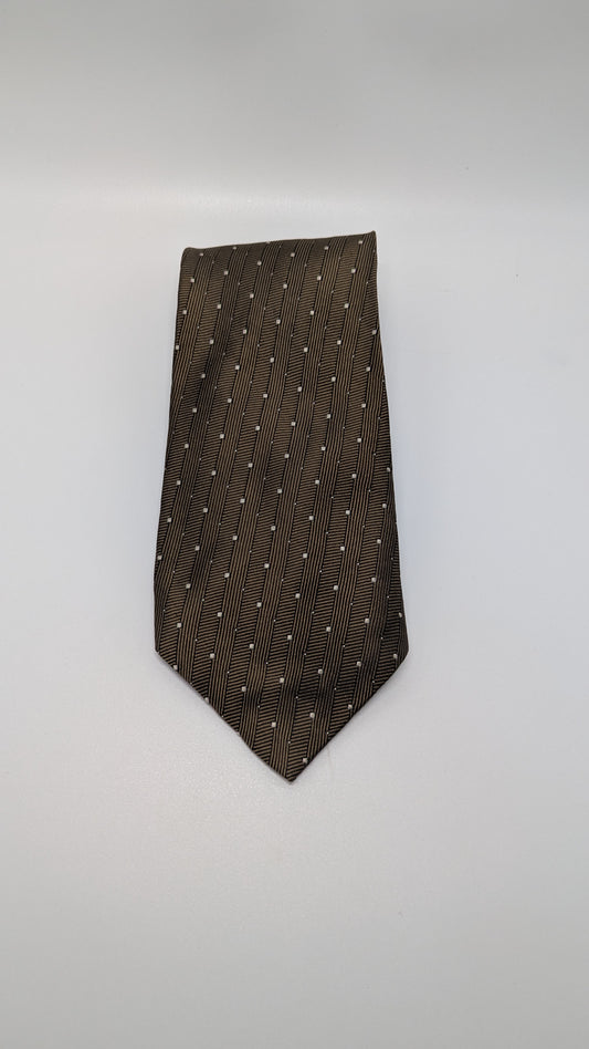Donna Karan NY Brown Printed Silk Necktie