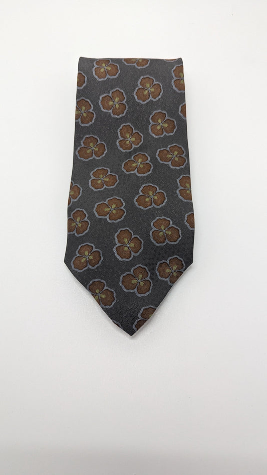 Giorgio Armani Cravatte Dark Grey/Orange Flower Necktie