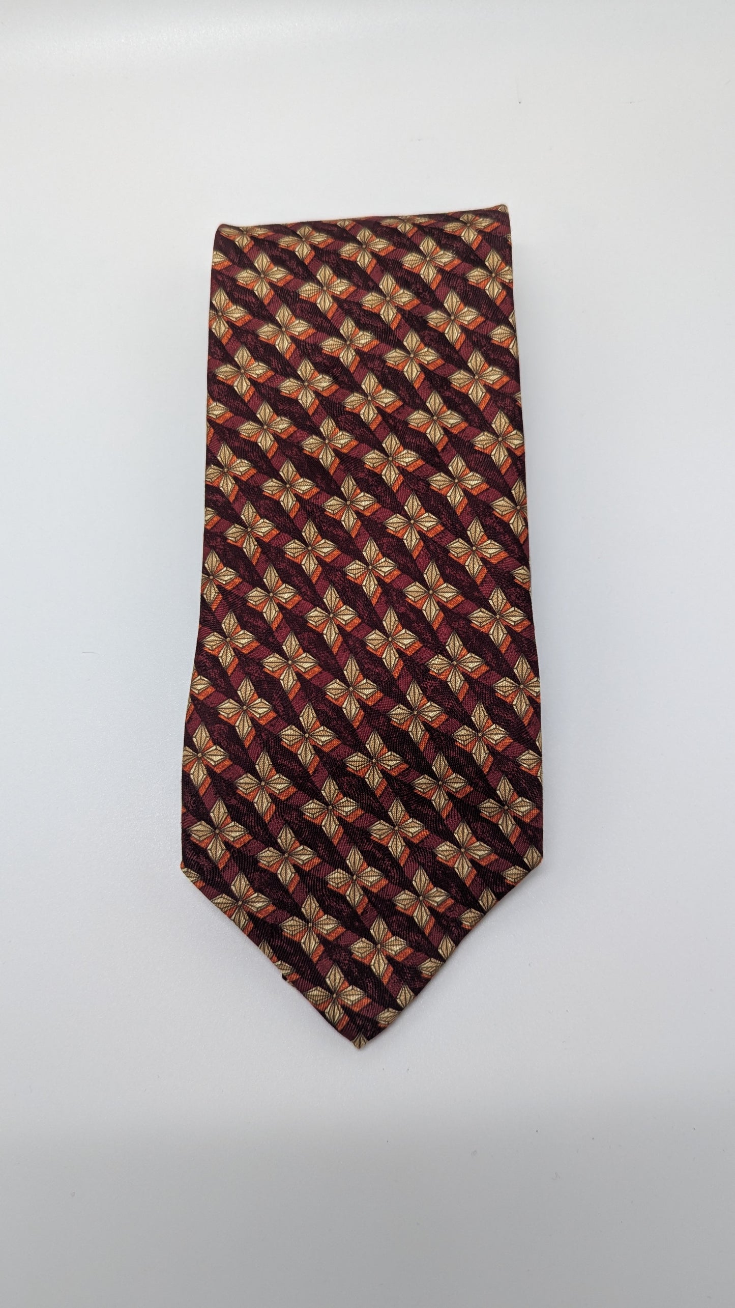 Ermenegildo Zegna Red/Orange Printed Silk Necktie