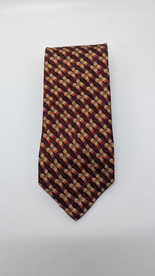 Ermenegildo Zegna Red/Orange Printed Silk Necktie