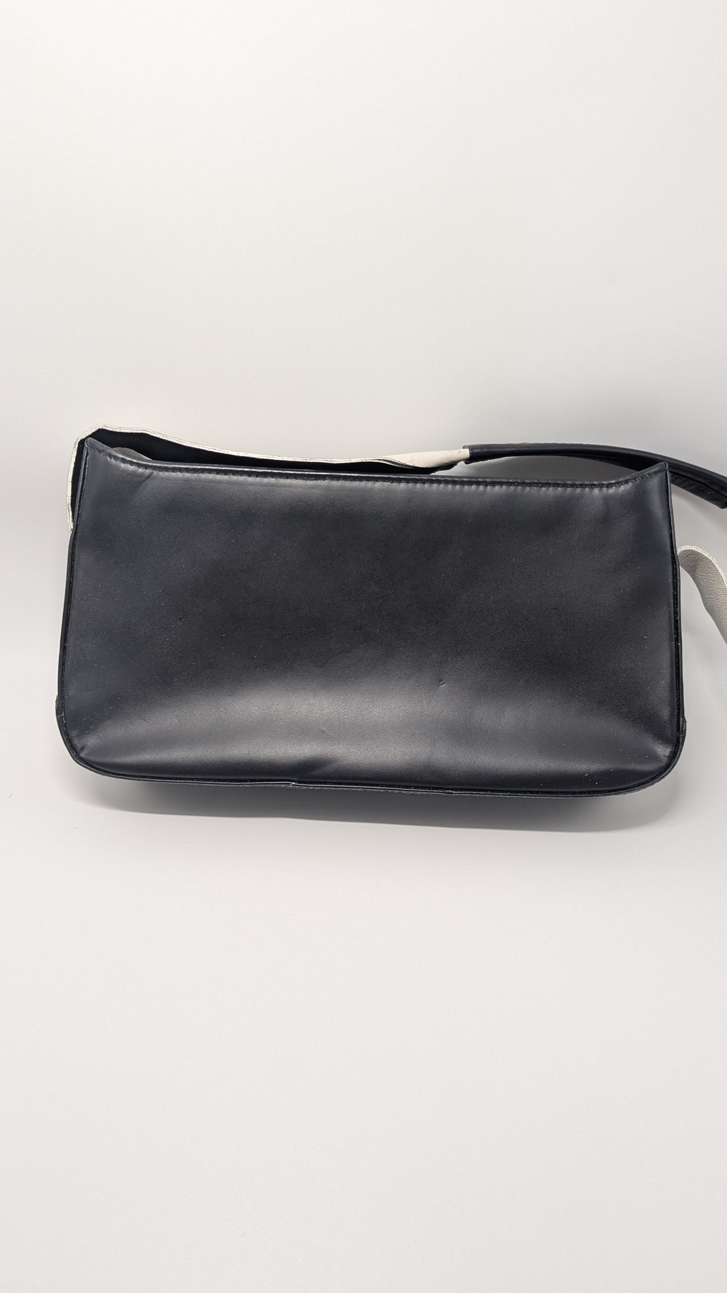 Montblanc Black/White Leather Hobo Shoulder Bag Purse