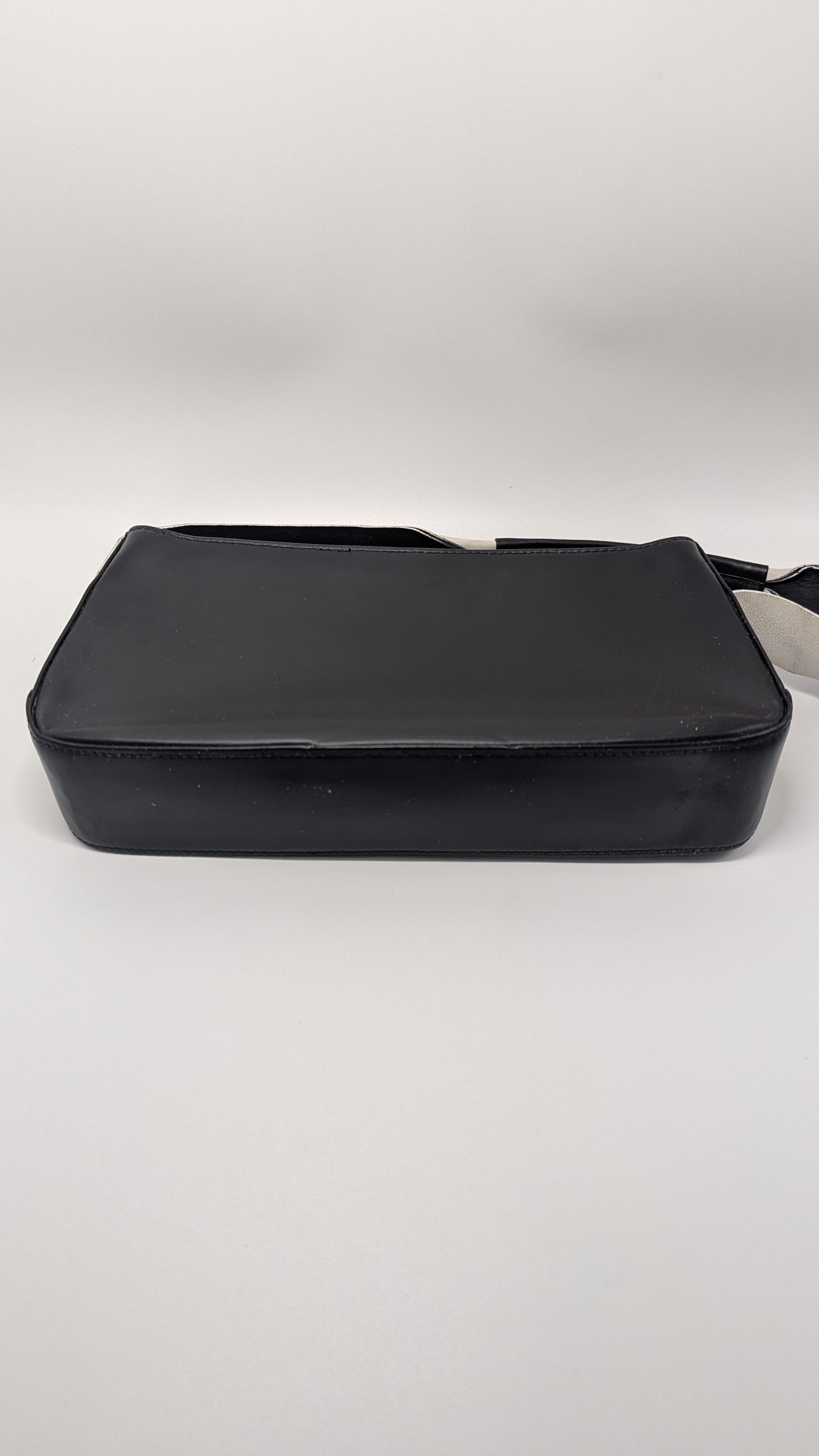 Montblanc Black/White Leather Hobo Shoulder Bag Purse