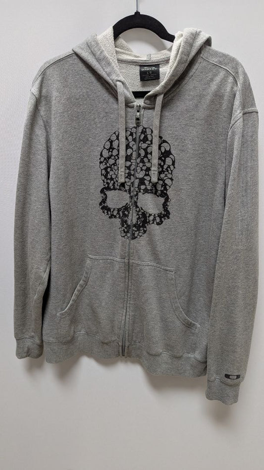 Oakley Grey/Black Skull Graphic Zippered Jacket