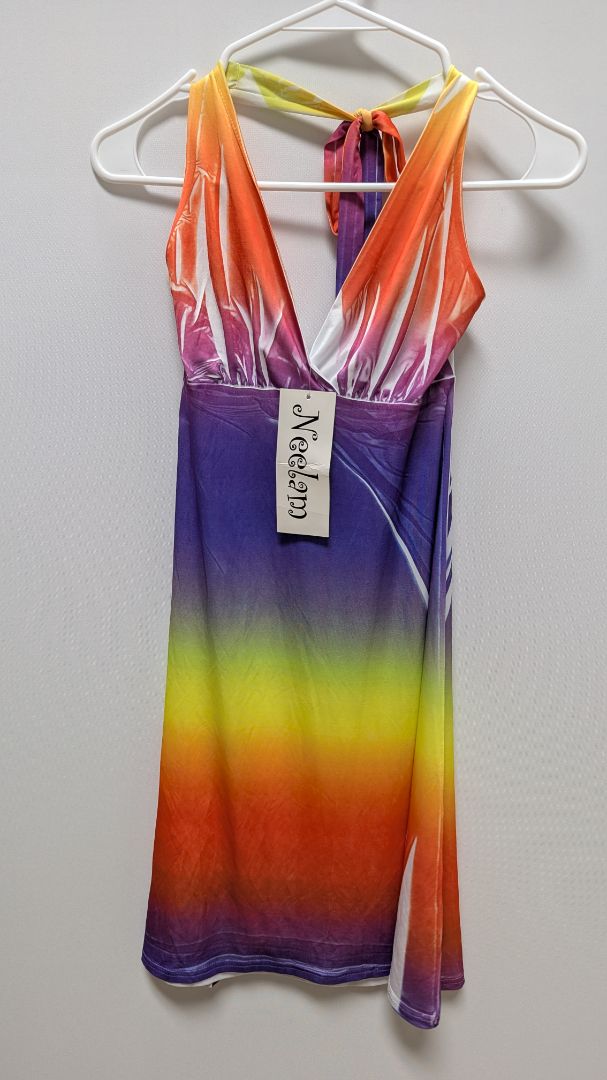 Neelam Fashions Purple/Orange Ombre Halter Dress
