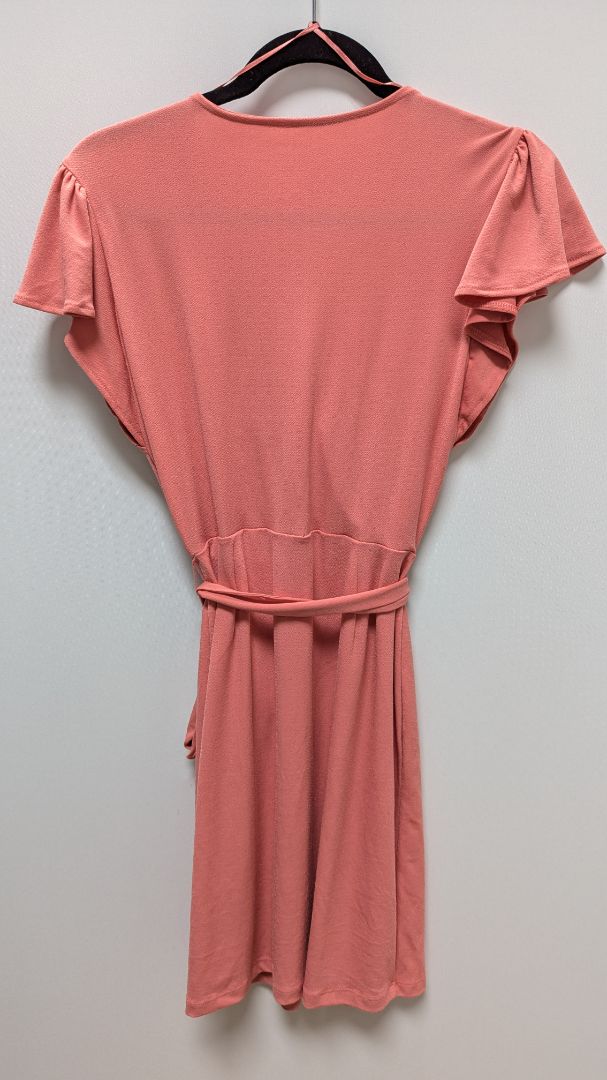 Nine West Peach Pink Faux-Wrap Midi Dress