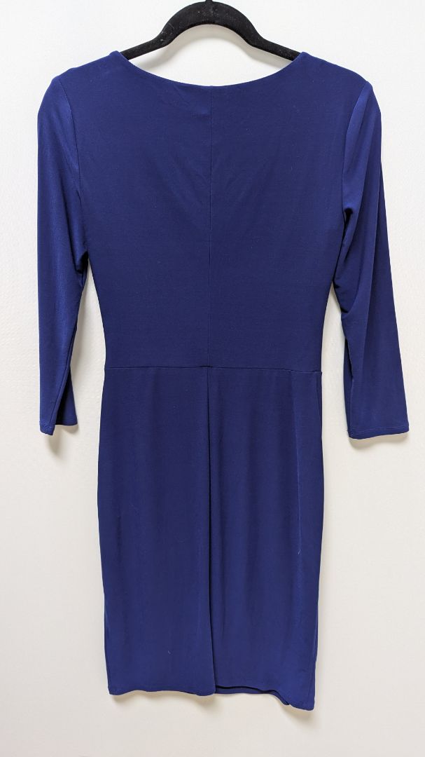 CHAPS Navy 3/4-Sleeve Cowl Neck Midi Dress