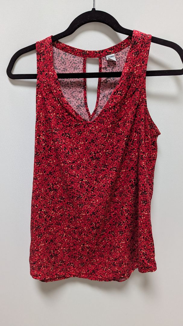 Old Navy Red/Black Speckled Print Sleeveless Blouse