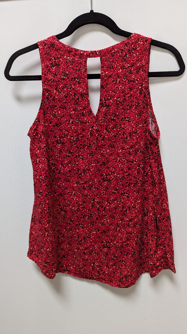 Old Navy Red/Black Speckled Print Sleeveless Blouse