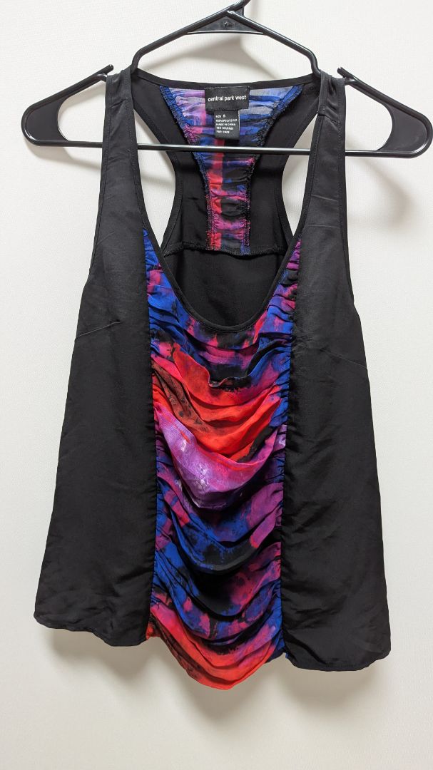 central park west Black/Red/Blue Abstract Sleeveless Blouse