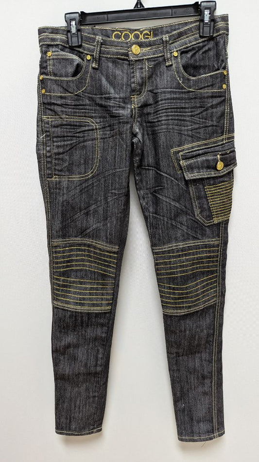 COOGI Faded Black/Gold Embellished Skinny Cargo Jeans