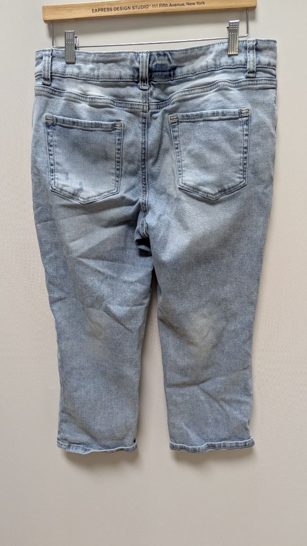 Maurices Light Wash Mid-Rise Distressed Cropped Jeans