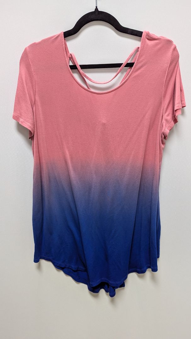 Livi Coral Pink/Blue Ombre Crossback Active Top Blouse