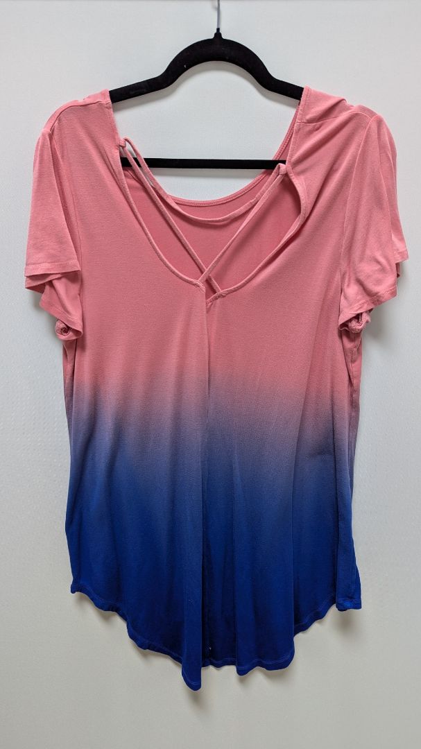 Livi Coral Pink/Blue Ombre Crossback Active Top Blouse